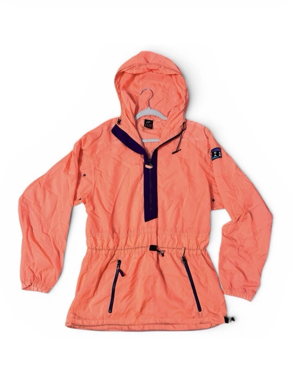 VTG 90’s Nike Aqua Gear 1/2 Zip Anorak Windbreaker Jacket Coral Orange Women Med